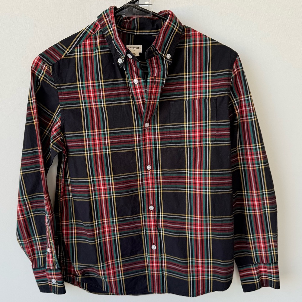 J. Crew Boys' stretch poplin button-down in Stewart tartan size 12